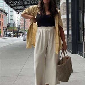 Ozma of California Crop Raw Silk Wide Leg L